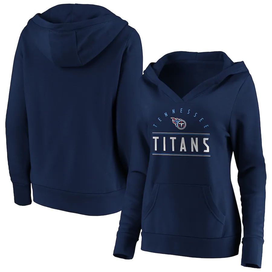 Women Tennessee Titans Fanatics Branded Navy Iconic League Leader V-Neck Pullover Hoodie